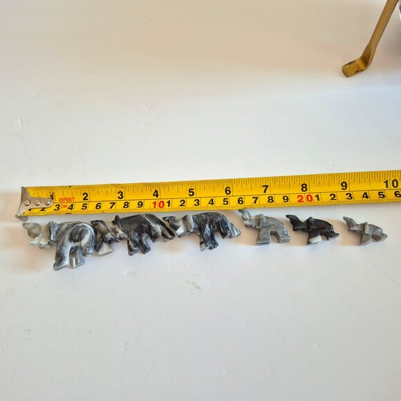 Family of 6 Grey Marble Elephant Figurines | Hand-Carved Natural Stone | Graduat - Picture 2 of 5